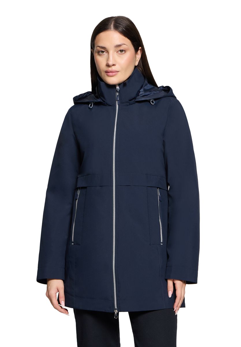 Marineblaue 4-in-1 Regenjacke mit Kapuze