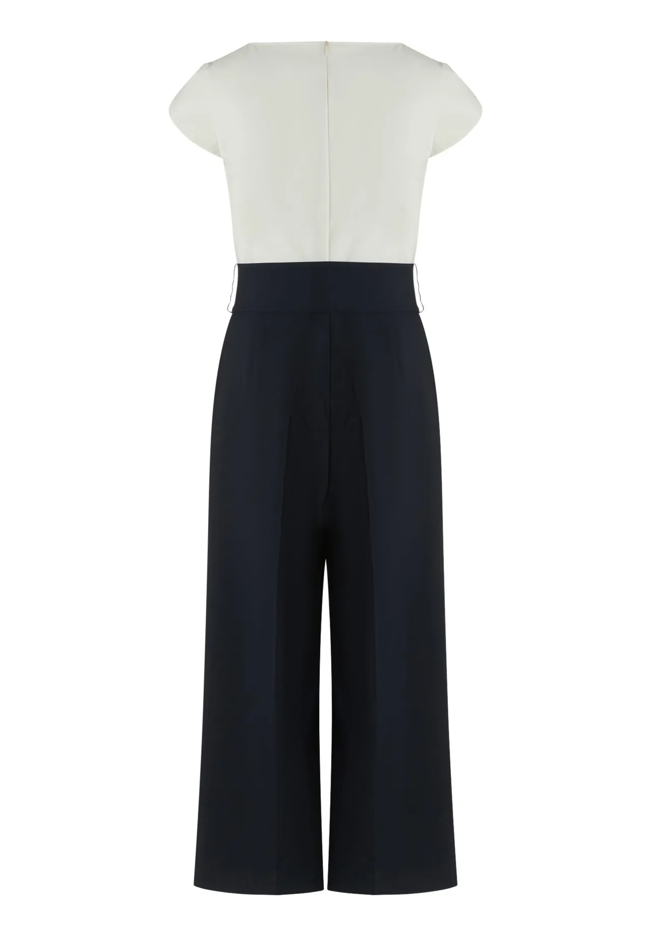 Zweifarbiger, weibeiniger Jumpsuit mit Bindegürtel