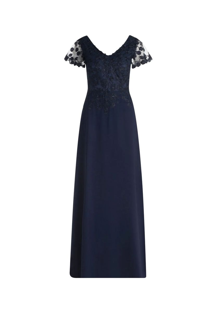 Elegantes besticktes Chiffon-Maxikleid