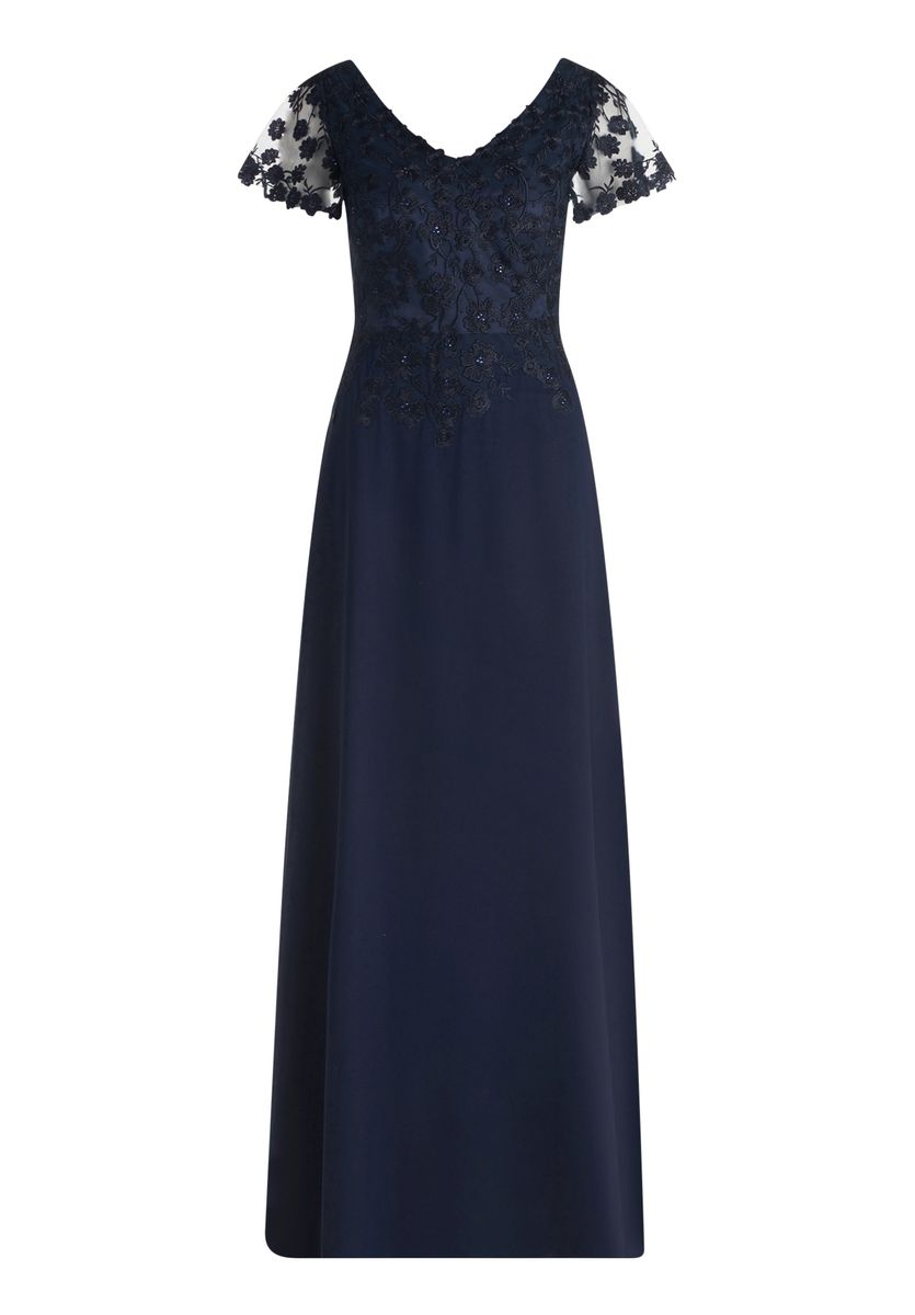 Elegantes besticktes Chiffon-Maxikleid
