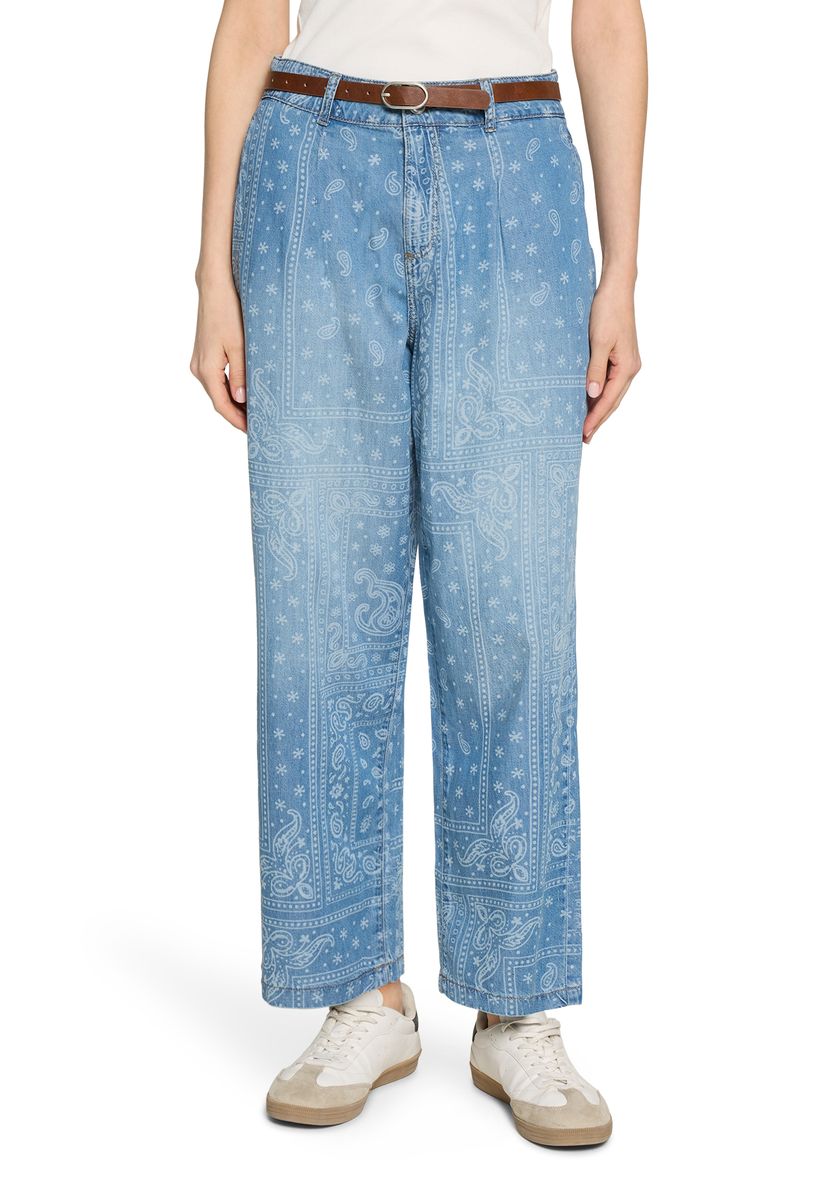 7/8 Jeanshose mit hohem Bund und weitem Bein