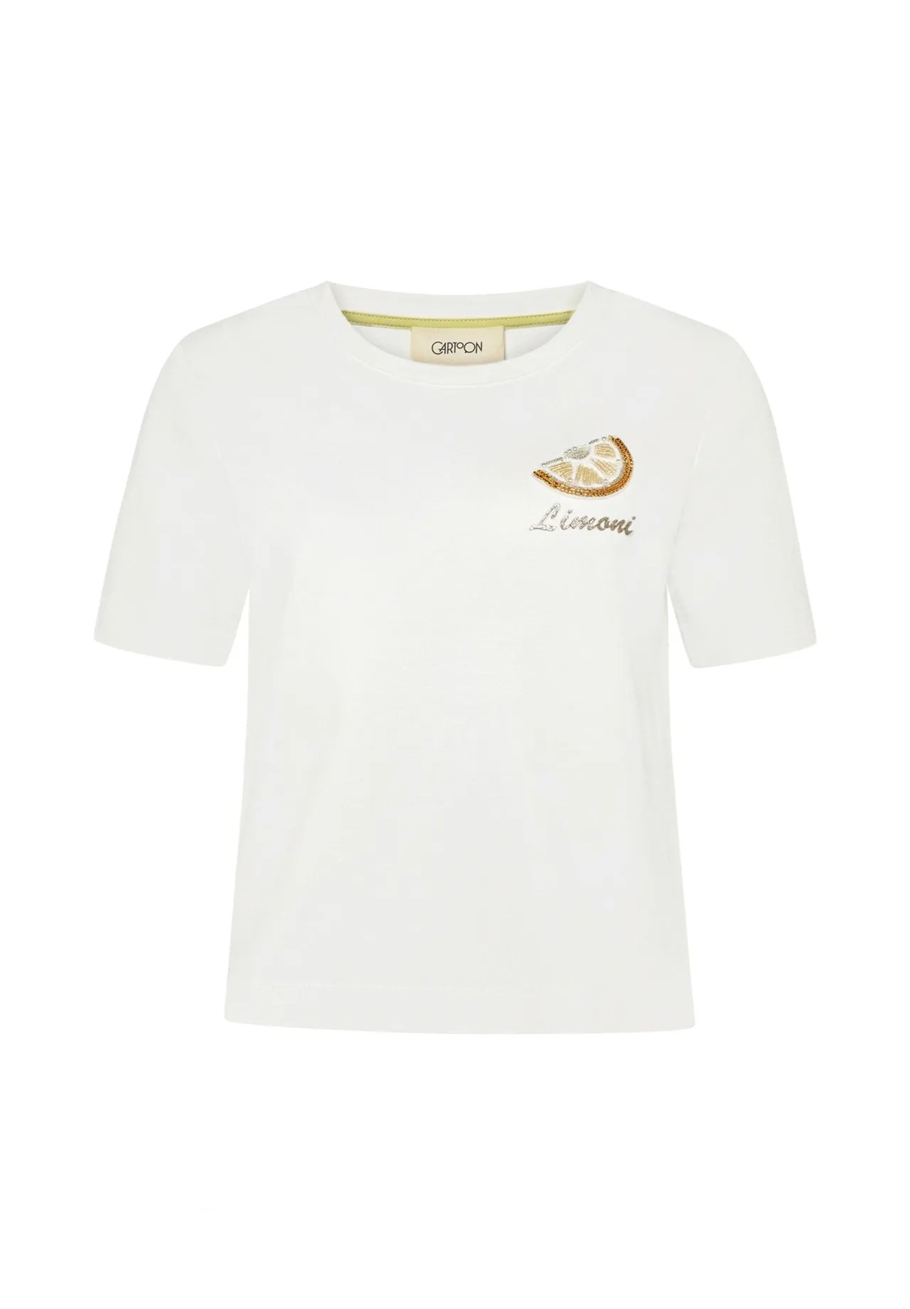 T-Shirt aus Baumwolle mit Zitronenstickerei