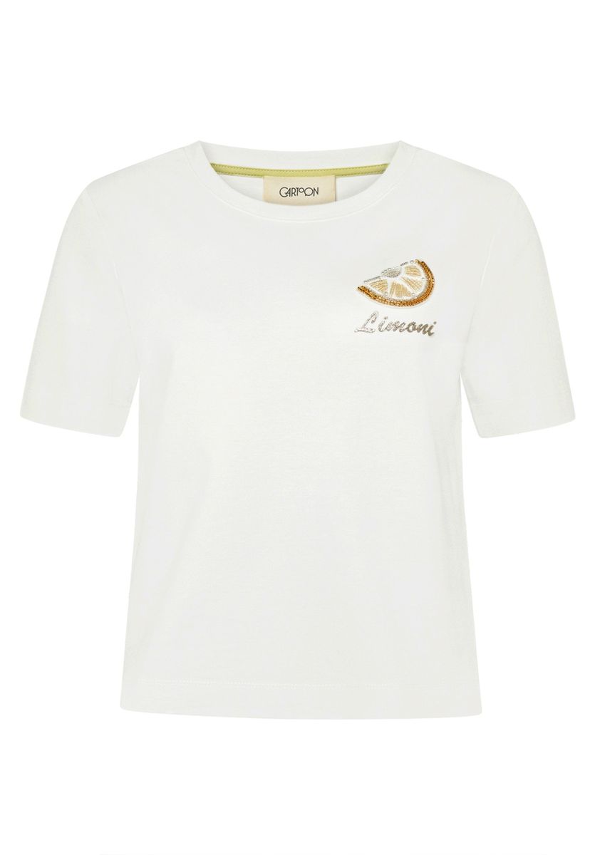 T-Shirt aus Baumwolle mit Zitronenstickerei