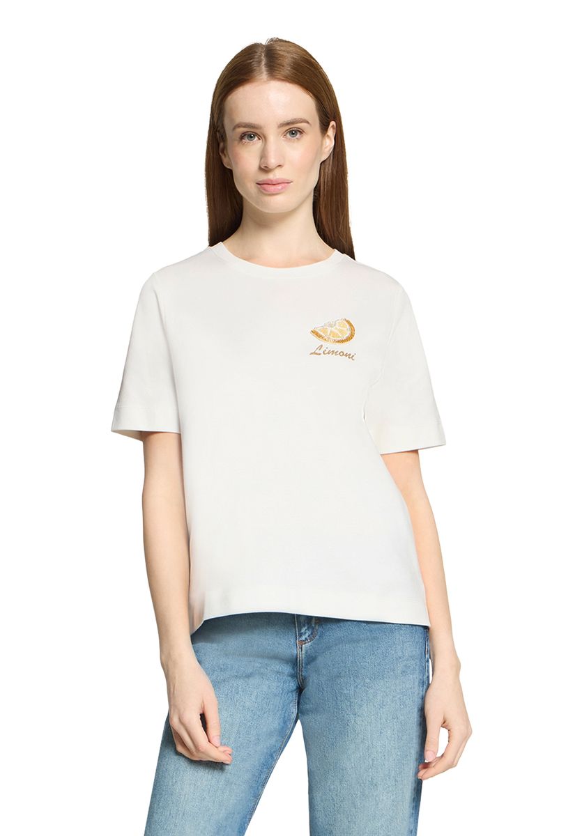 T-Shirt aus Baumwolle mit Zitronenstickerei