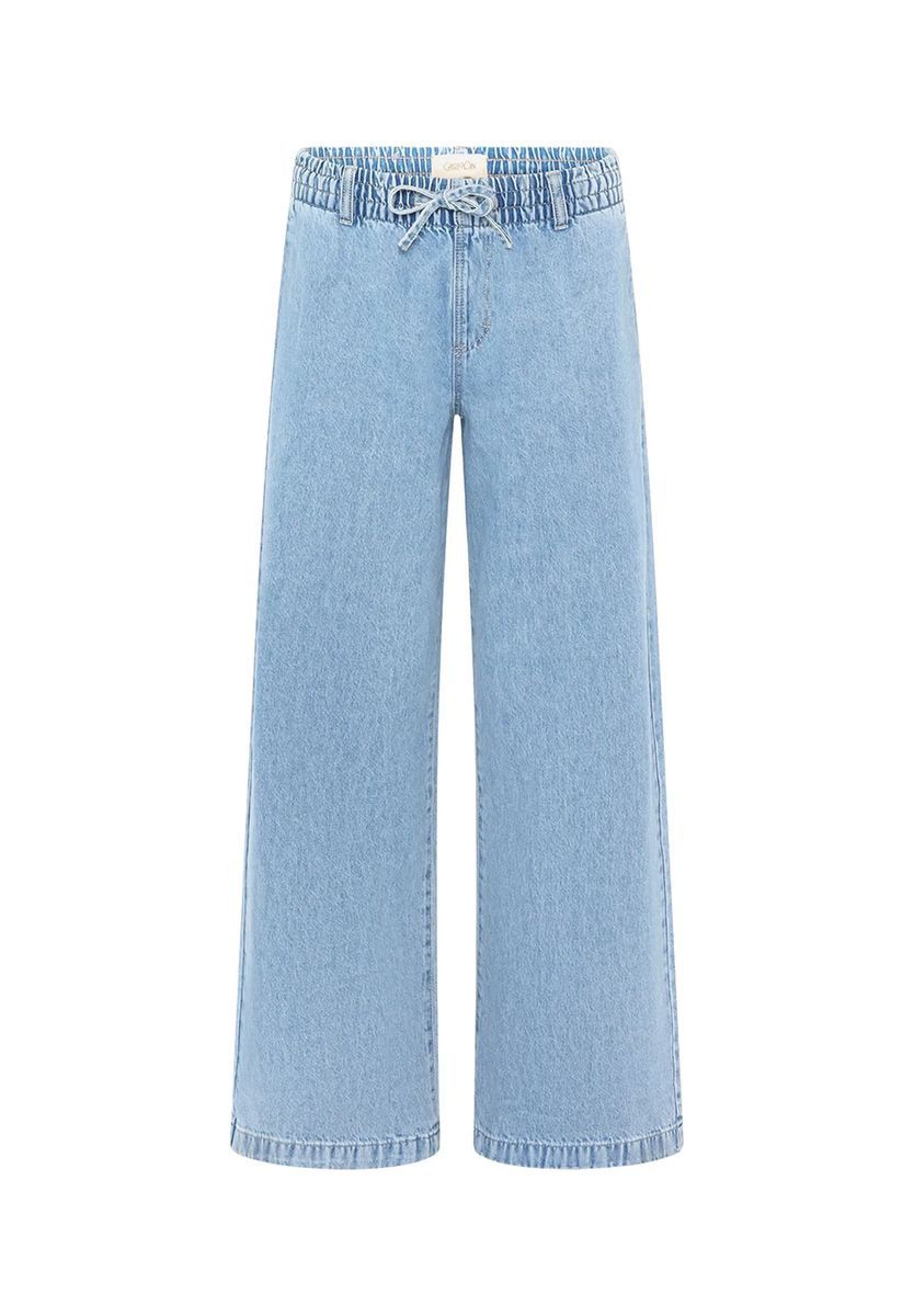 Weite Jeanshose mit Kordelzug