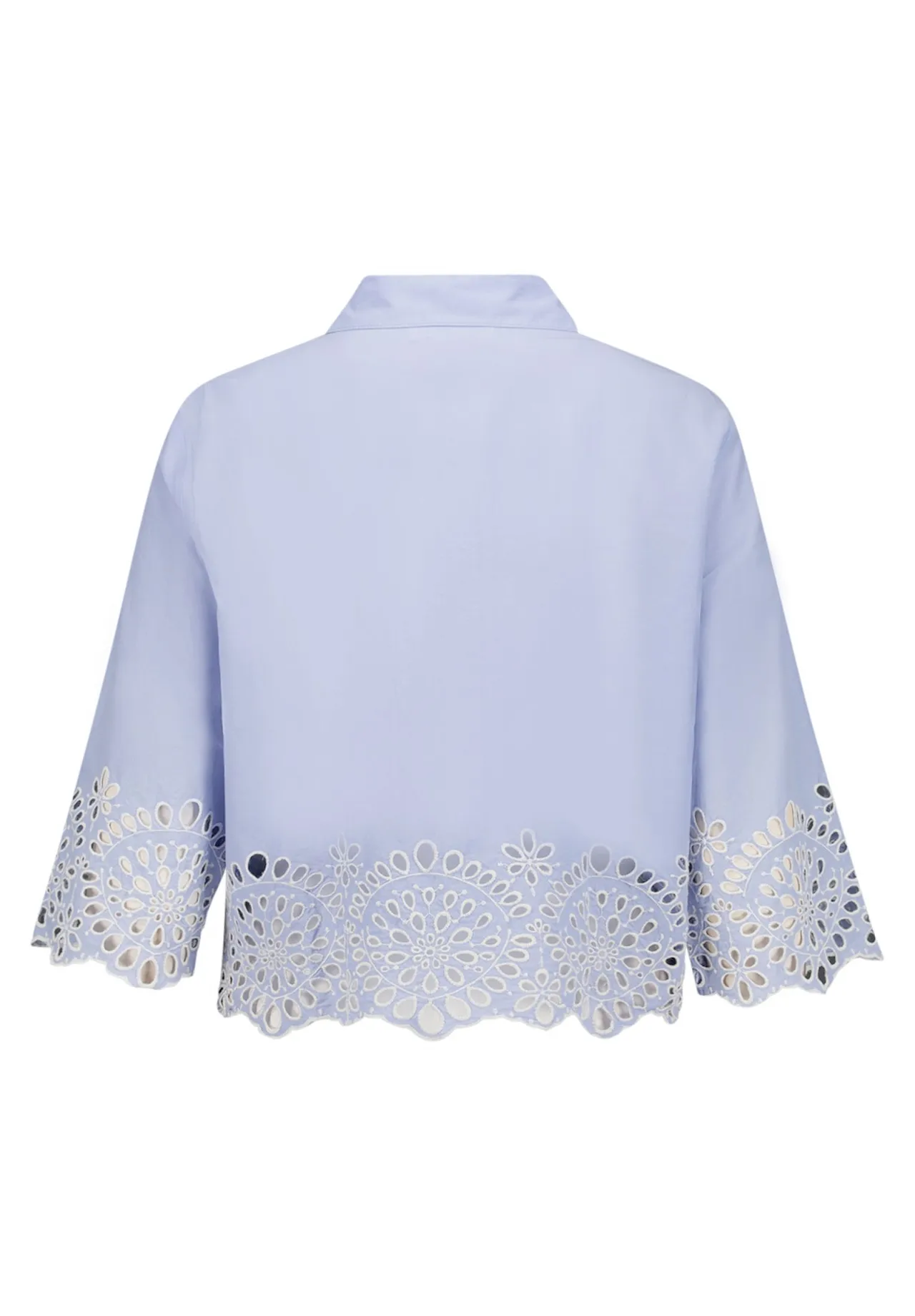 Kurze Bluse mit Lochstickerei