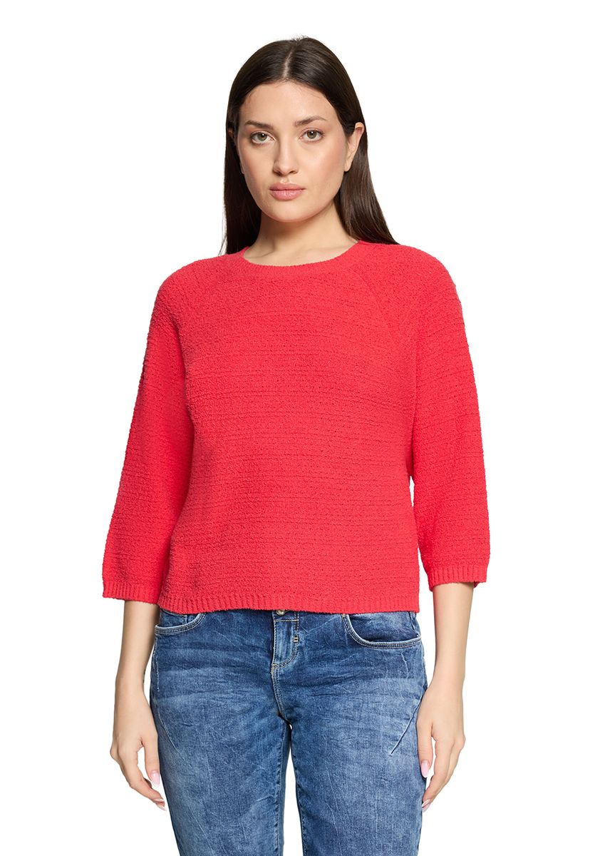 Moderner Rundhals-Pullover aus Baumwollmischung