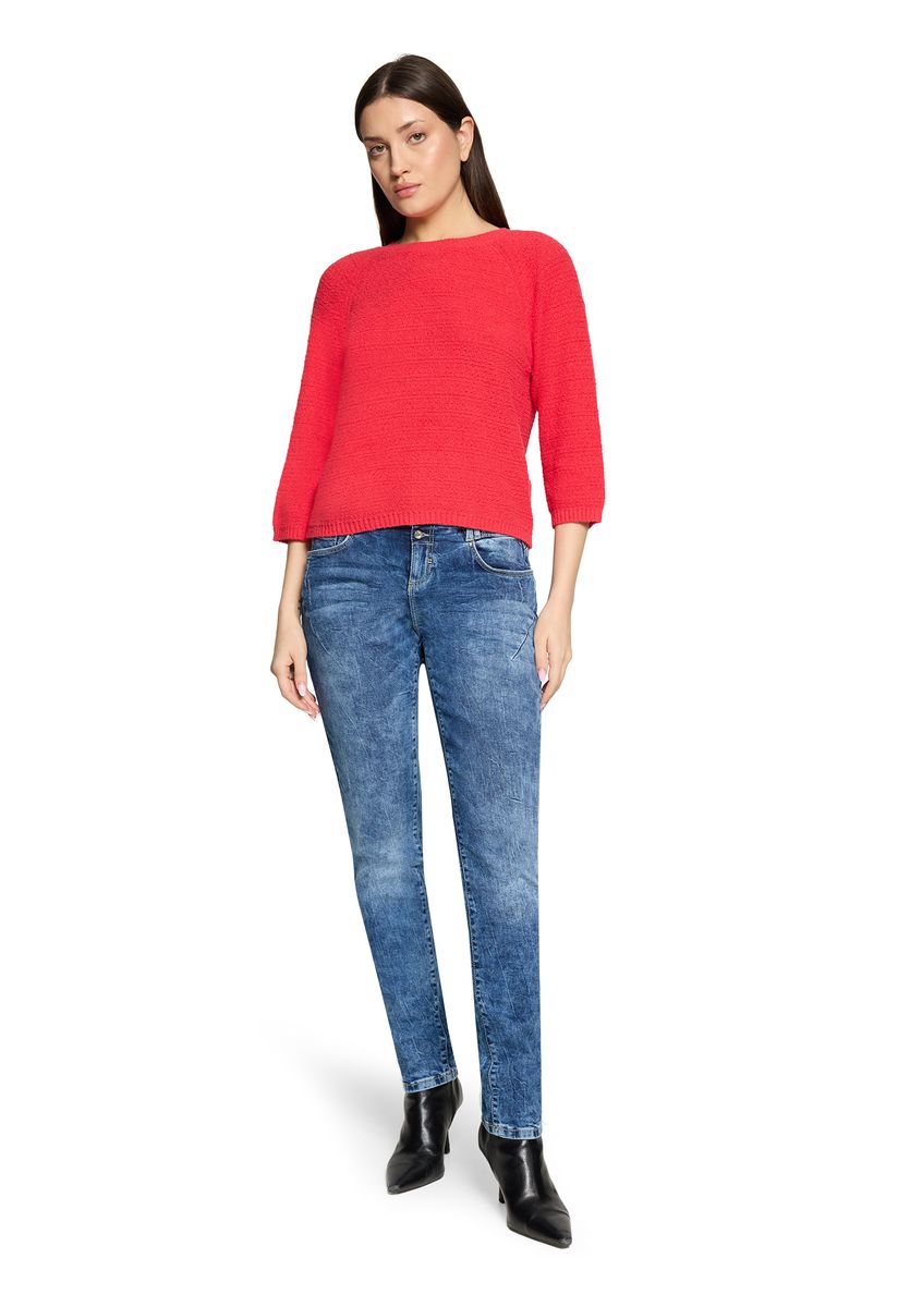 Moderner Rundhals-Pullover aus Baumwollmischung