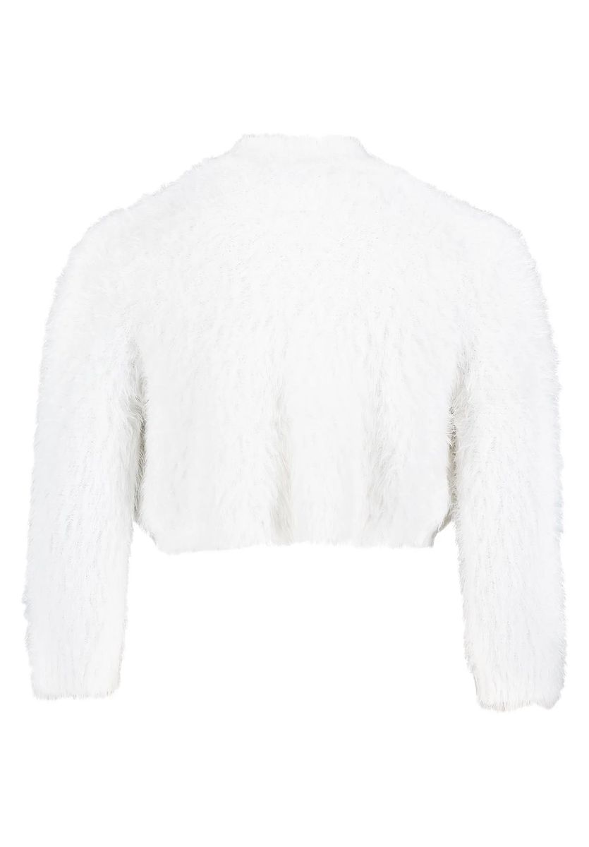 Flauschiger, kurzer Bolero in Weiß
