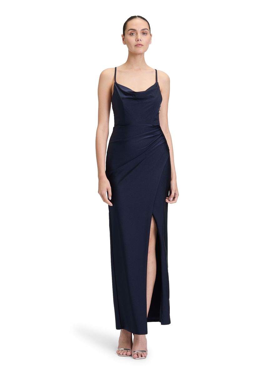 Elegantes Satin-Maxikleid mit Wasserfallausschnitt