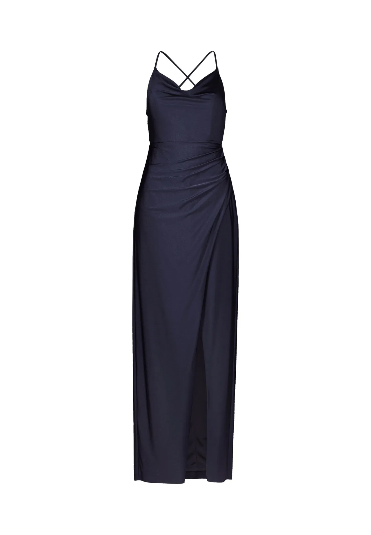 Elegantes Satin-Maxikleid mit Wasserfallausschnitt