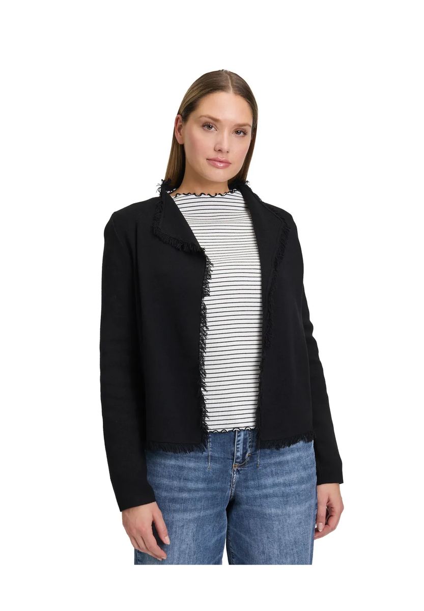 Strickjacke mit Fransen, offene Vorderseite