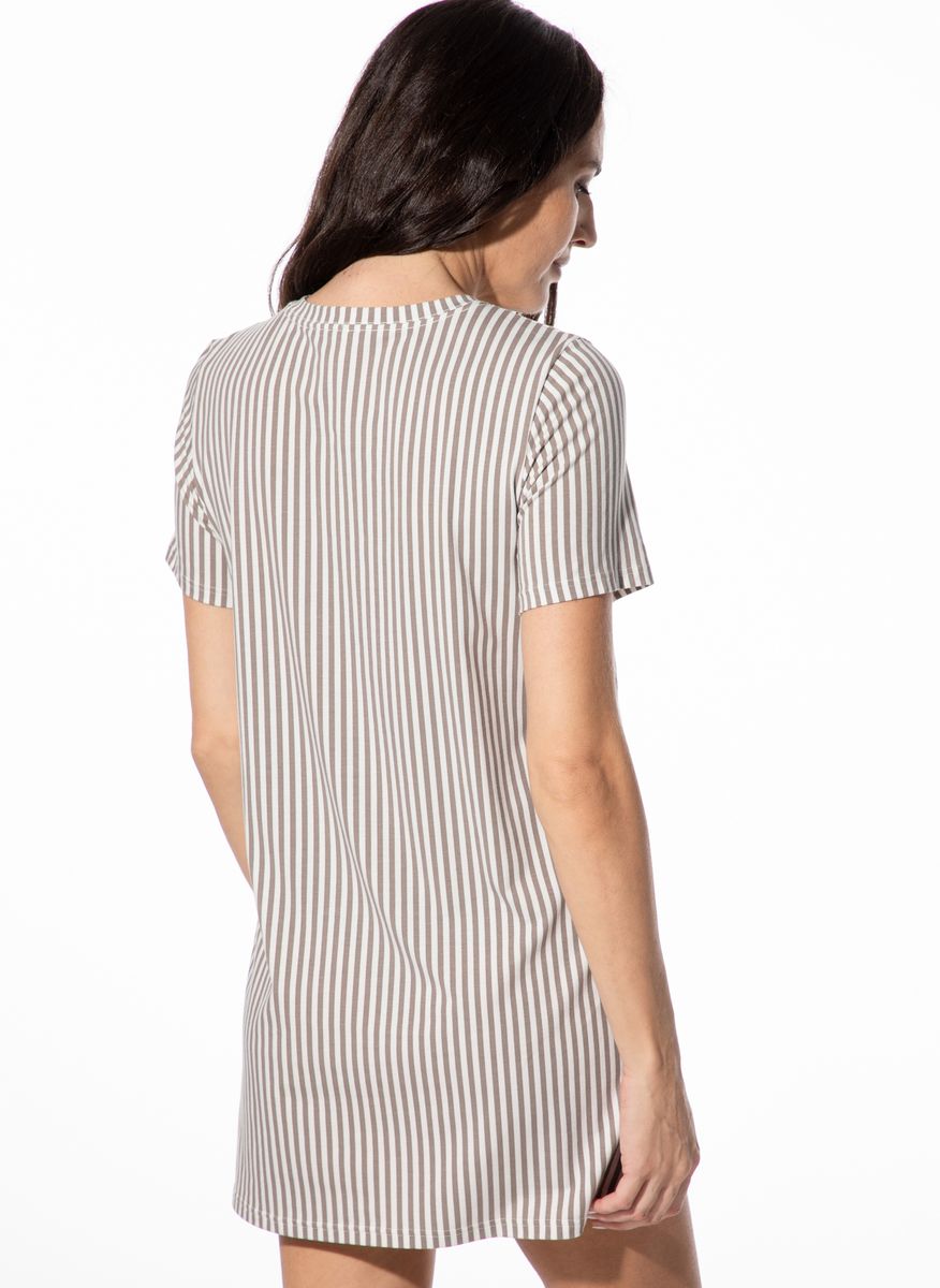 Gestreiftes, locker geschnittenes Schlafshirt-Kleid