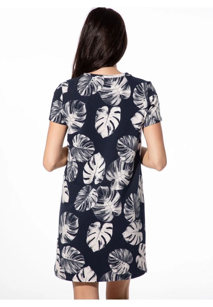T-Shirt-Kleid mit Blätterdruck und lockerer Passform