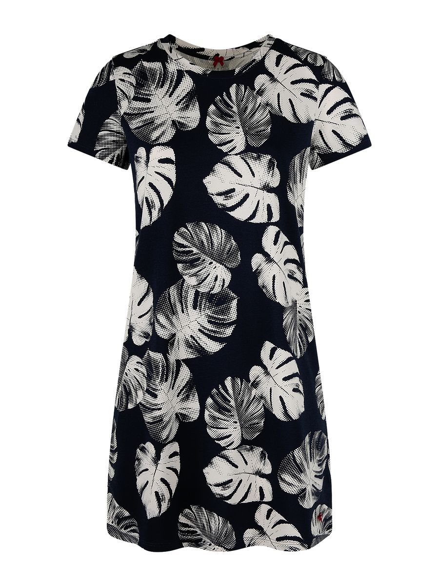 T-Shirt-Kleid mit Blätterdruck und lockerer Passform