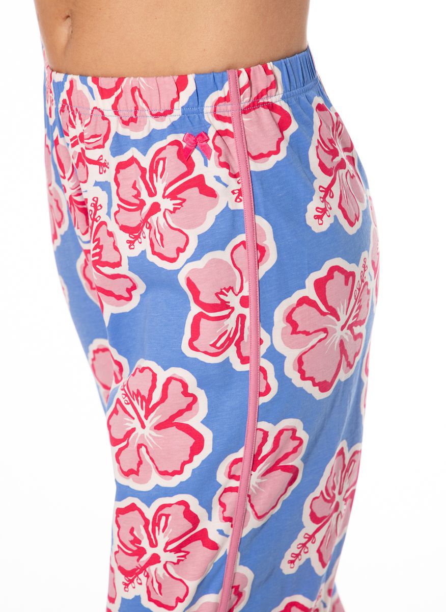 Baumwoll-Pyjamahose mit Blumendruck