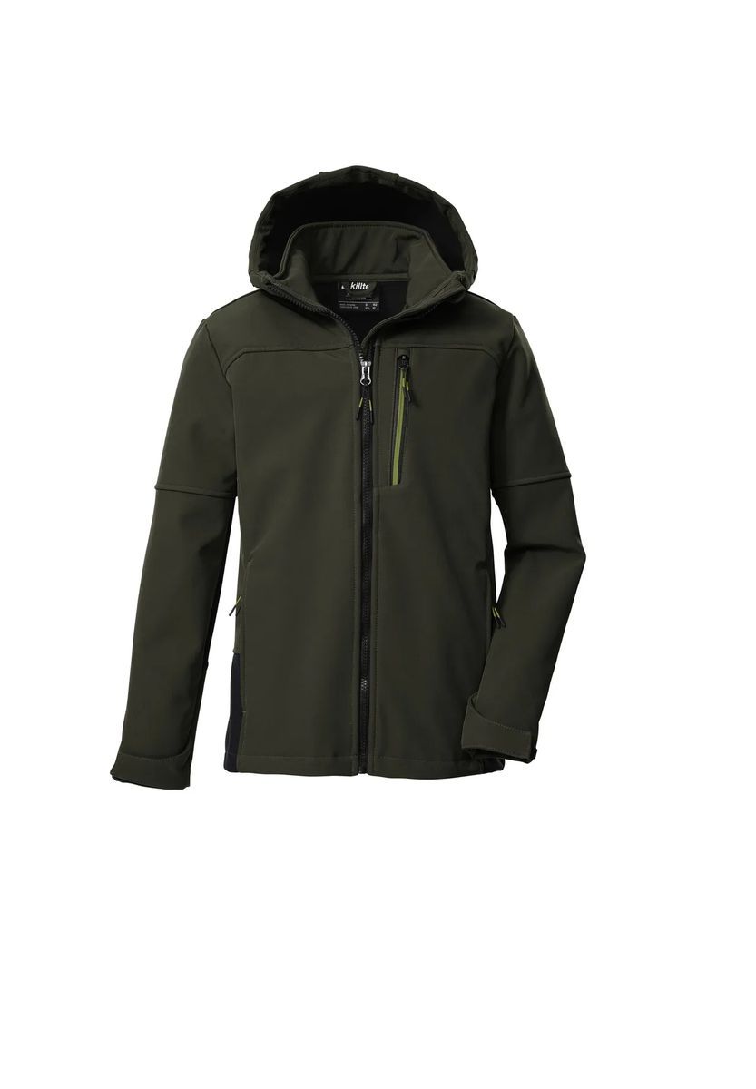 Grüne Softshelljacke mit Kapuze für Kinder