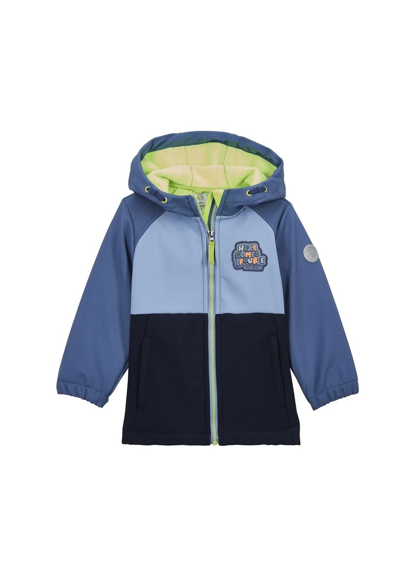 Kinder Colorblock Softshelljacke mit Kapuze
