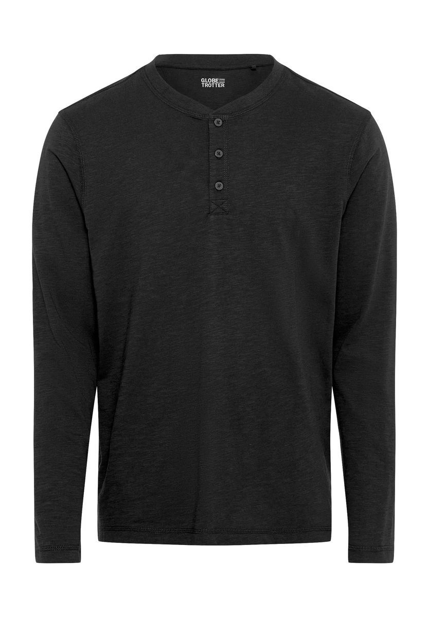 Herren Langarm Henley Shirt