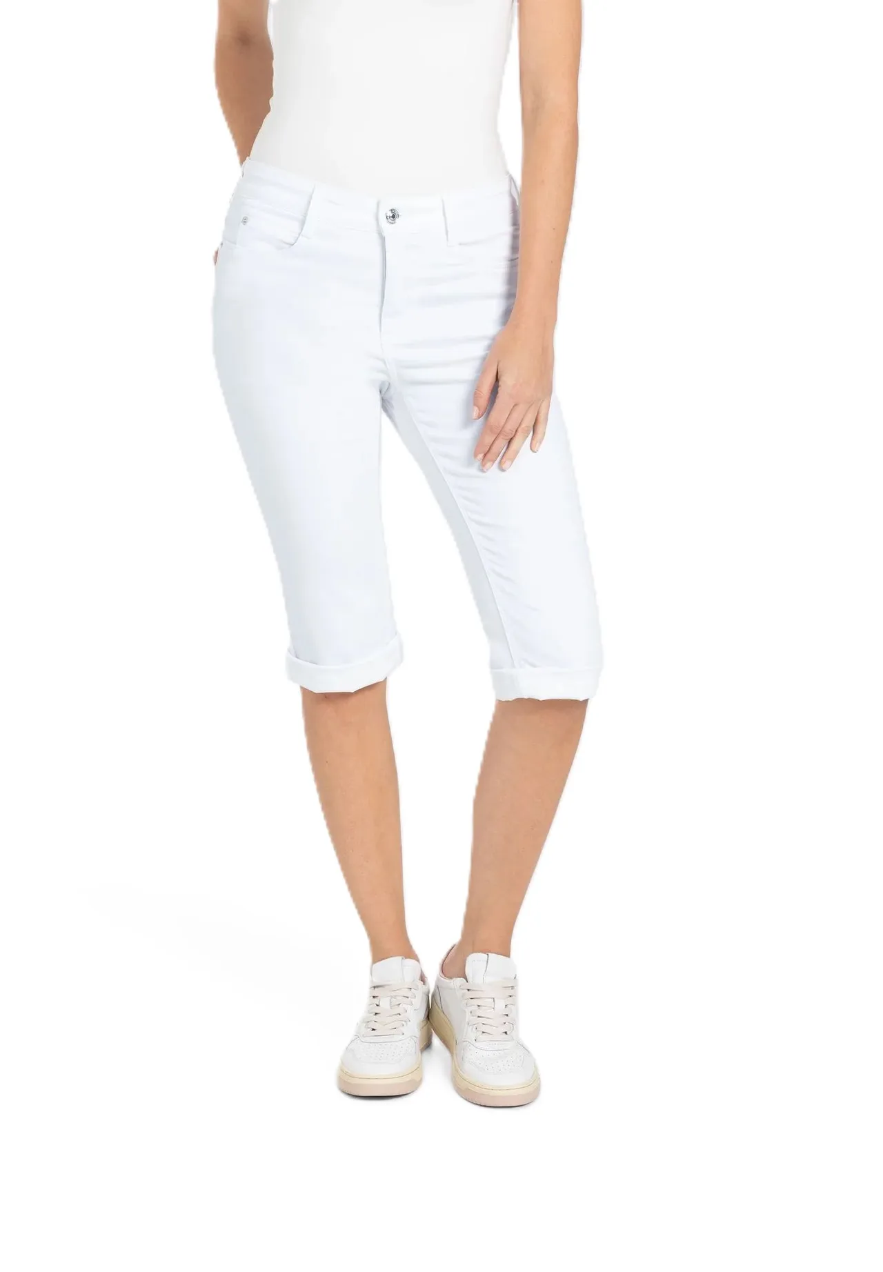Weiße Cropped Denim Capri Jeans