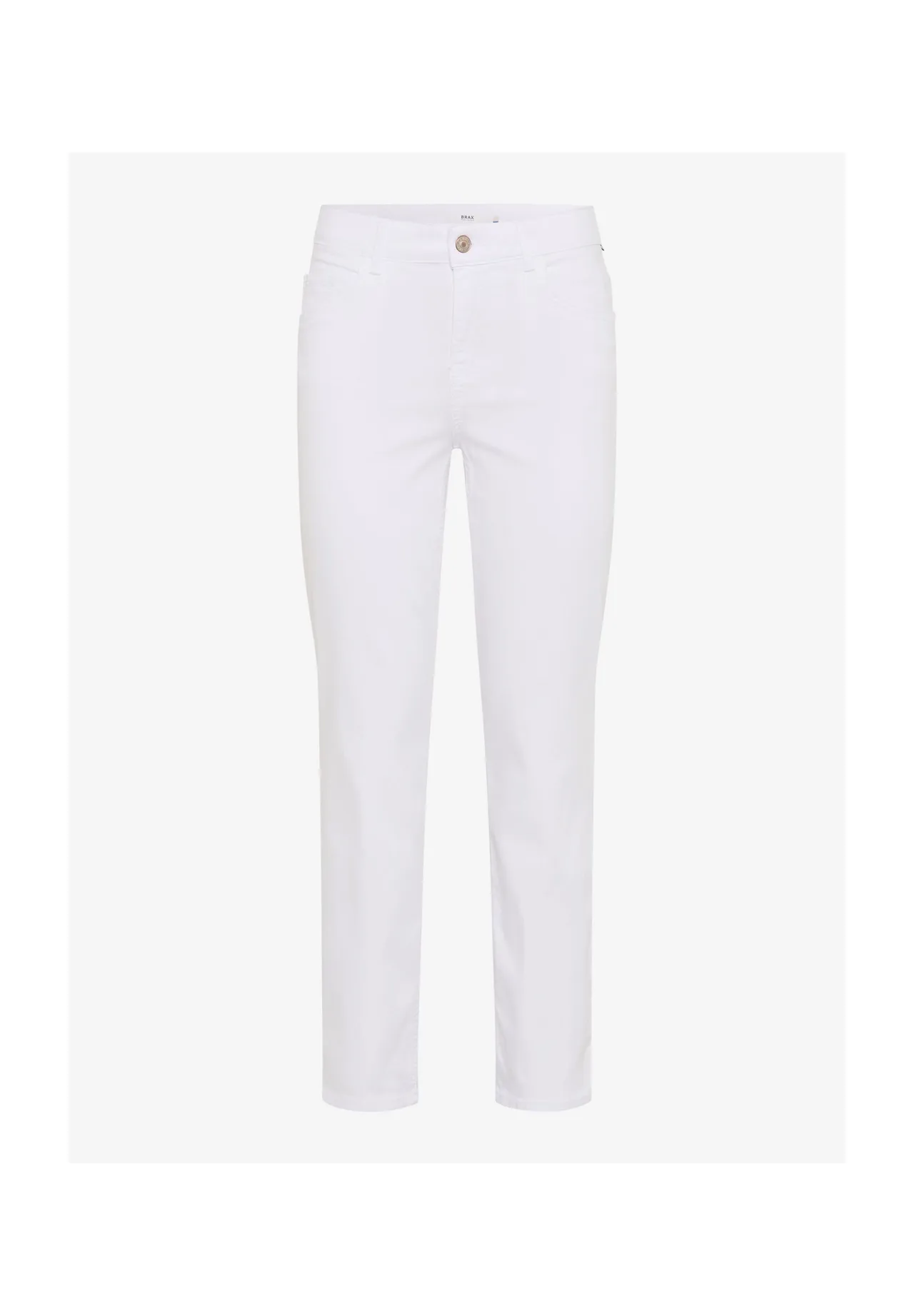 Weiße, verkürzte Five-Pocket Jeans