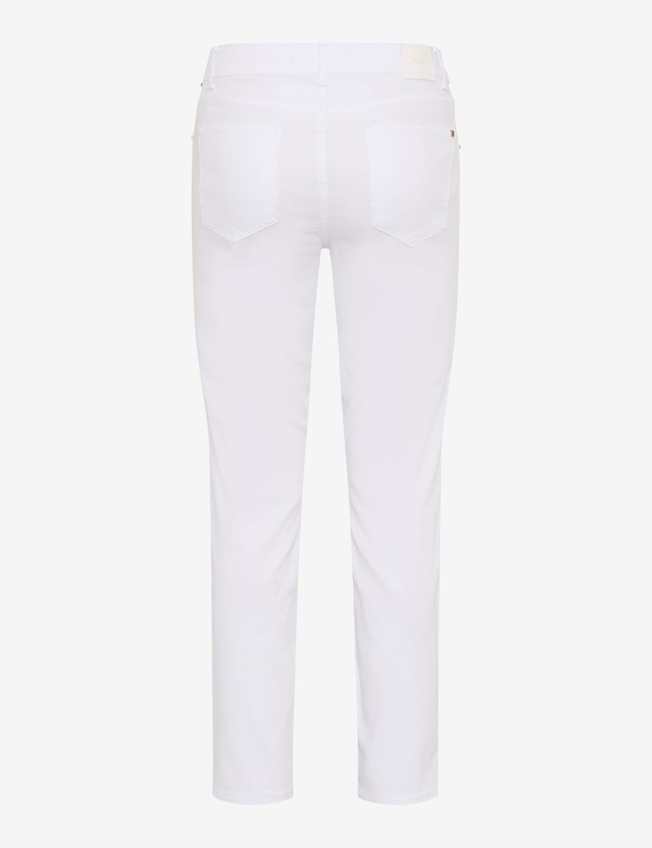 Weiße, verkürzte Five-Pocket Jeans