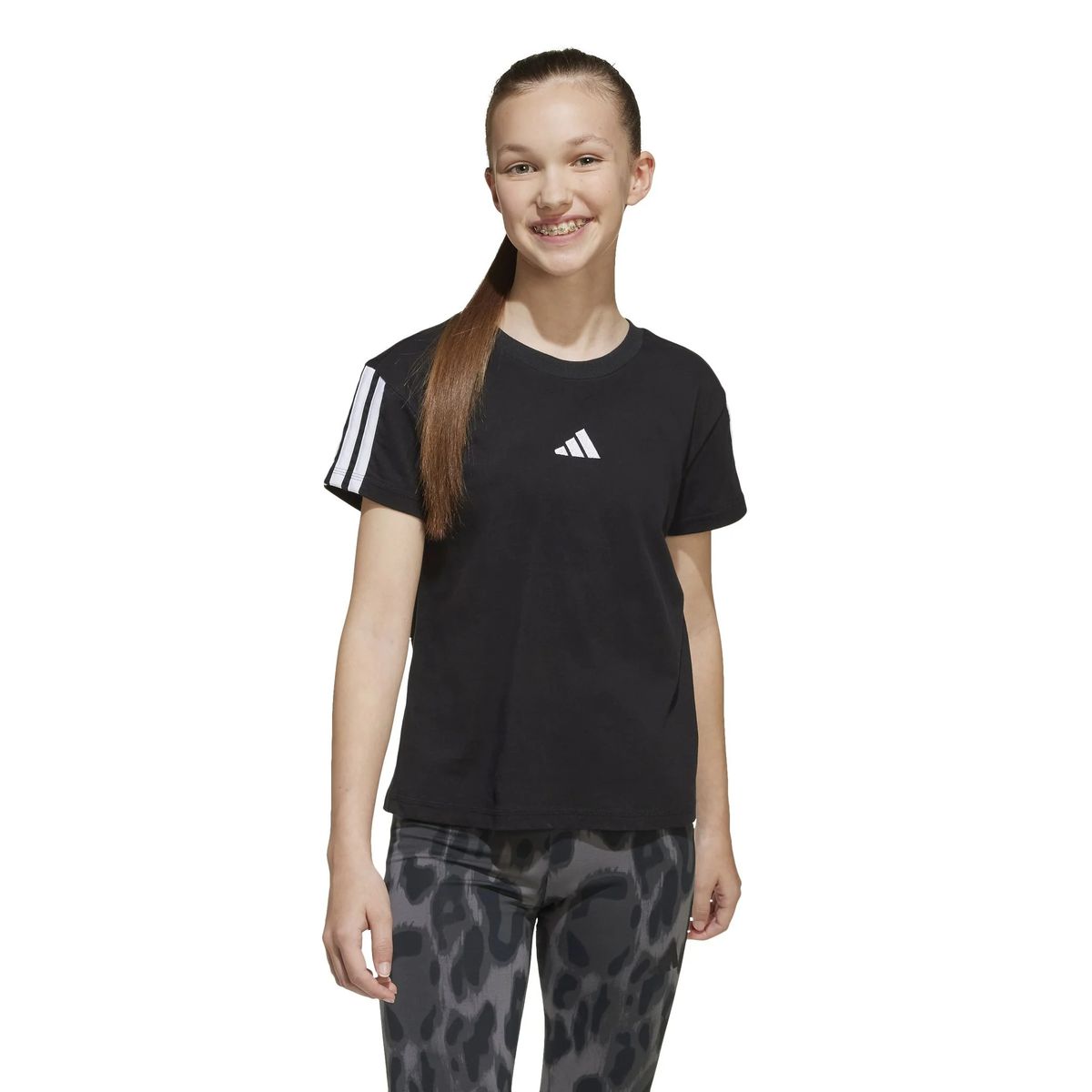 Klassisches 3-Streifen Baumwoll-T-Shirt für Kinder