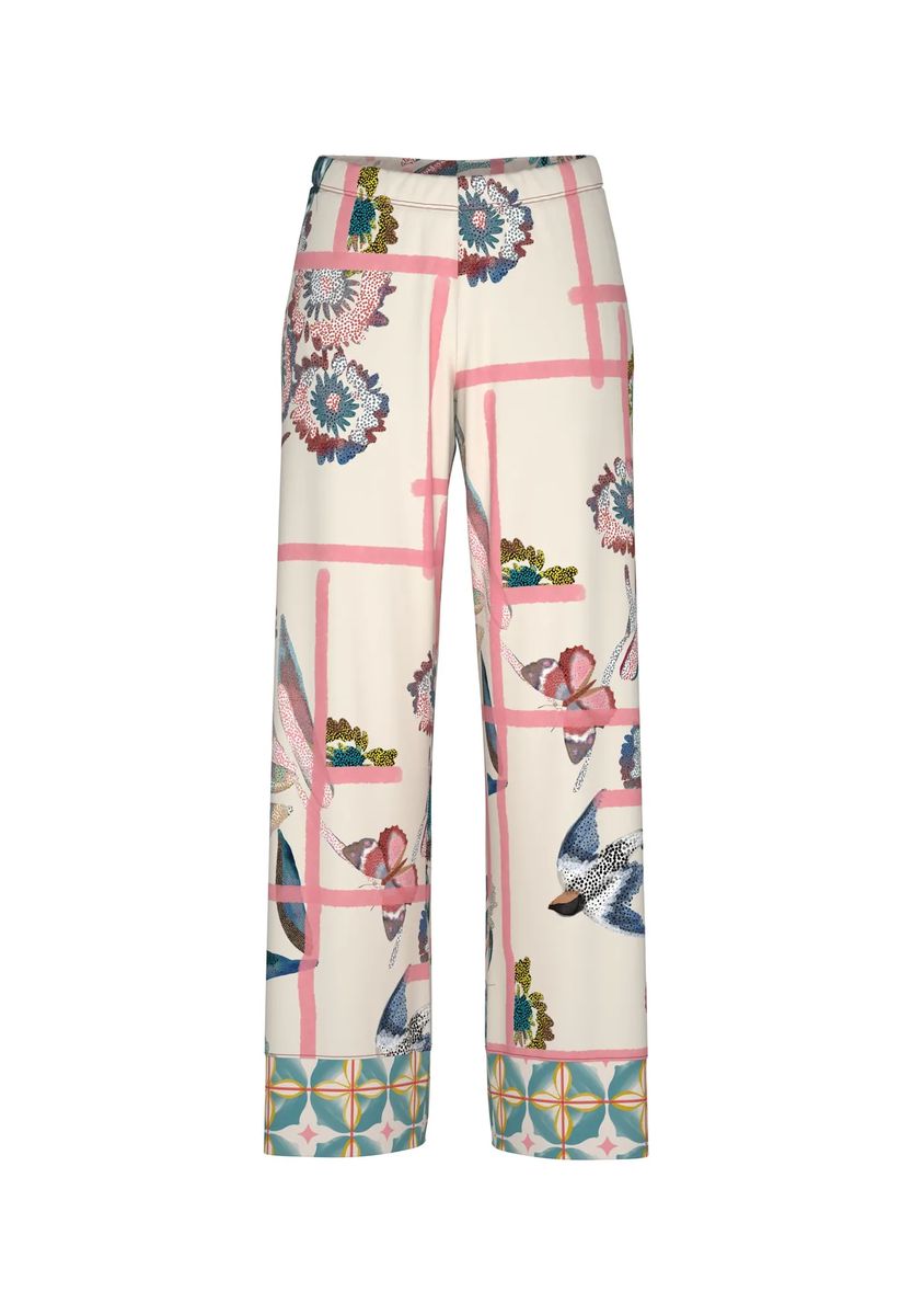Loungewear-Hose mit Blumendruck und weitem Bein