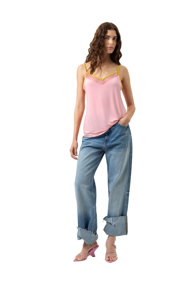 Elegantes Rosa Camisole mit transparentem Detail