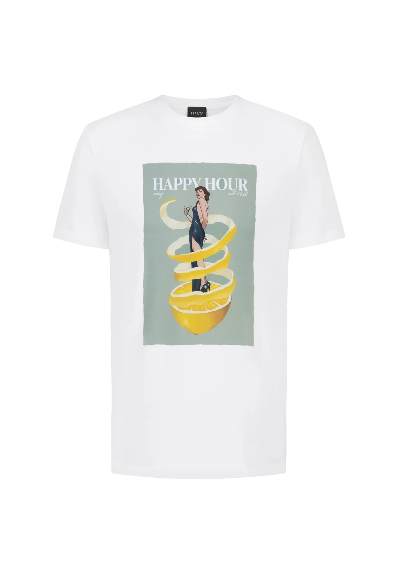 Baumwoll-T-Shirt mit Happy Hour Print