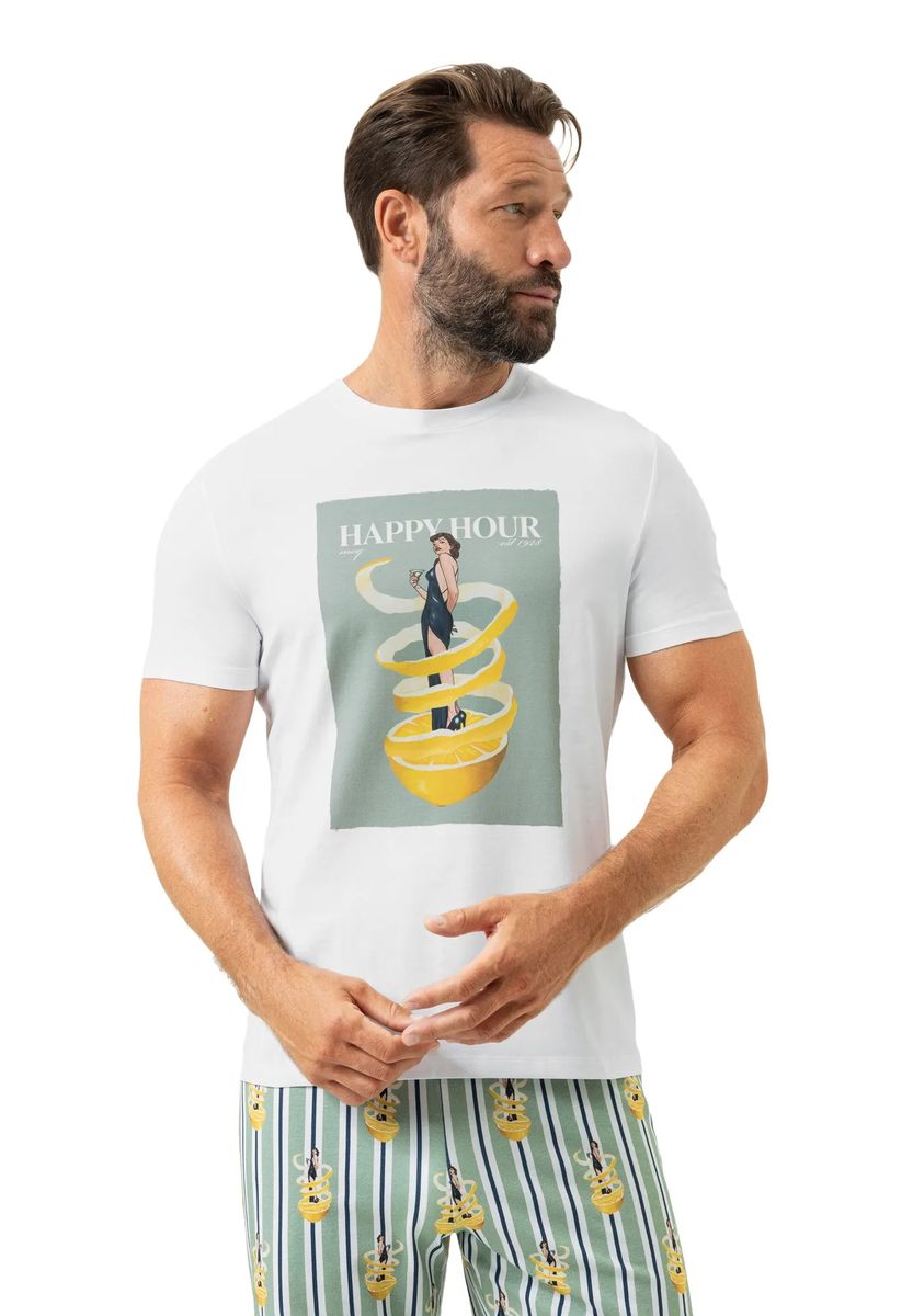 Baumwoll-T-Shirt mit Happy Hour Print