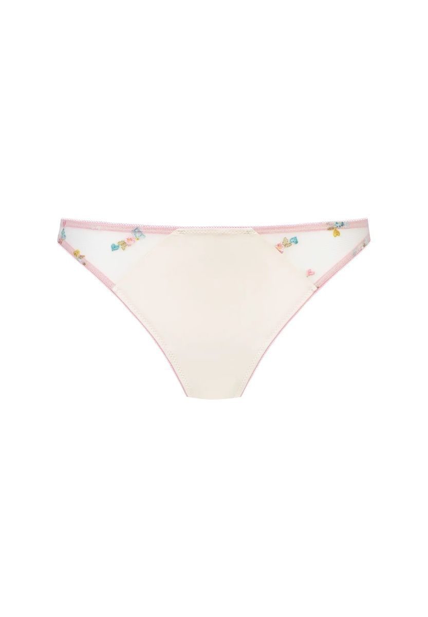 String-Bikinihose mit Blumenstickerei