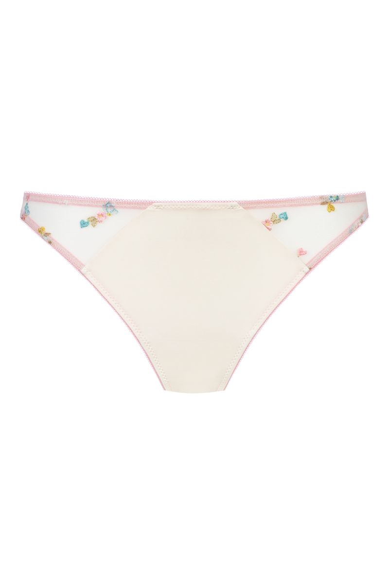 String-Bikinihose mit Blumenstickerei