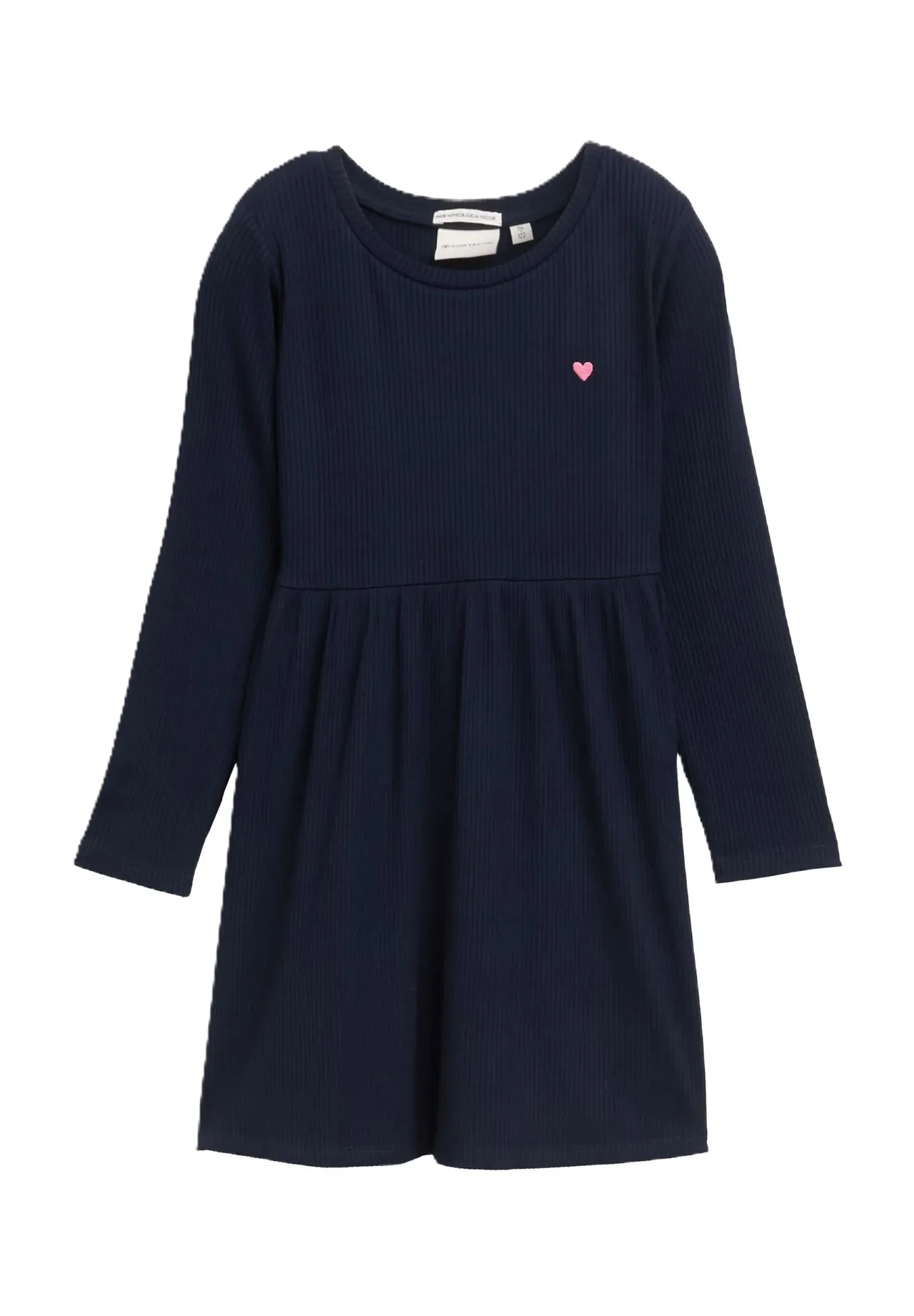 Mädchen Geripptes Strickkleid Langarm
