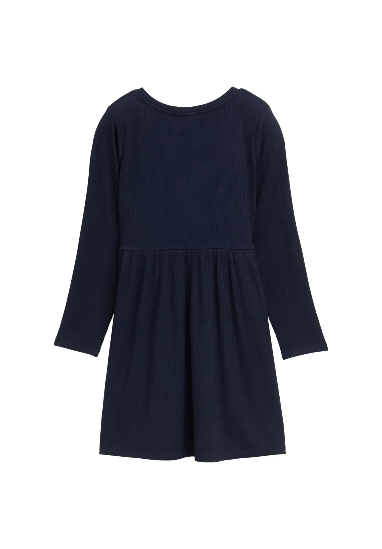 Mädchen Geripptes Strickkleid Langarm