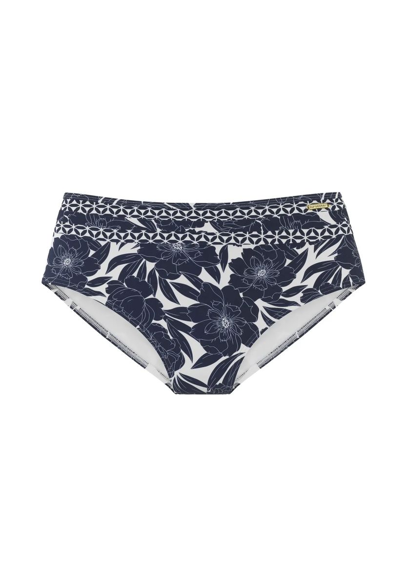 Bikinihose mit floralem Muster und hohem Bund