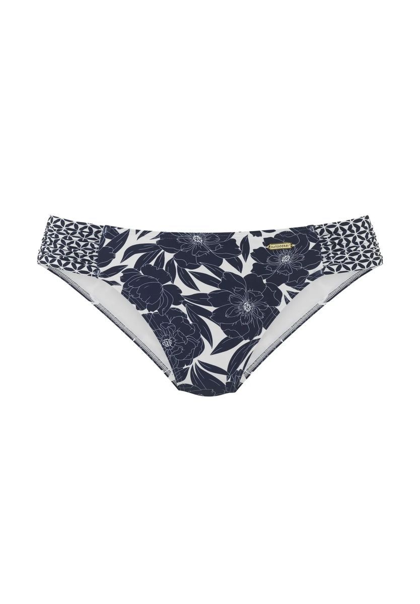 Geblümte Bikinihose mit Rüschenbesatz