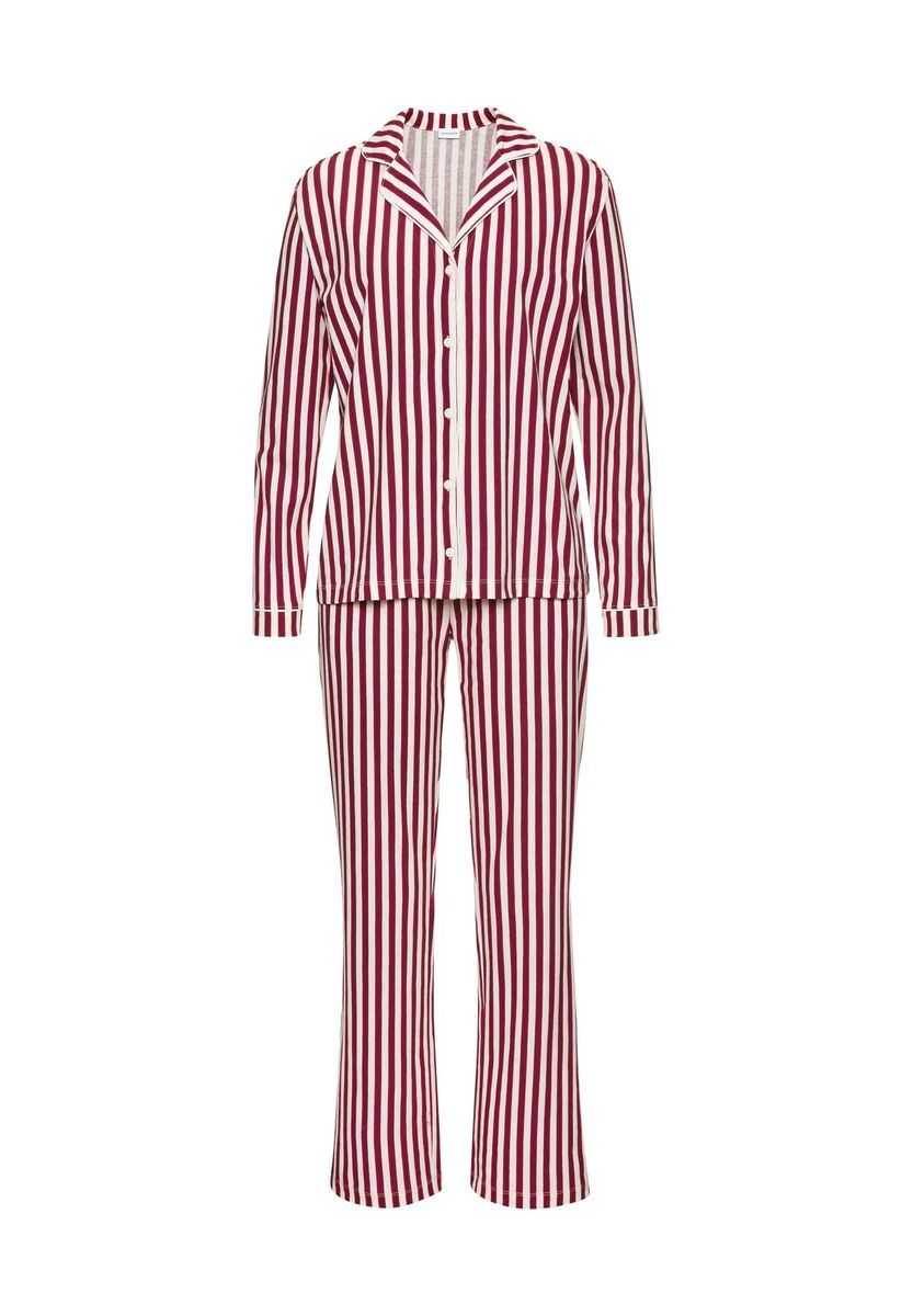 Gestreiftes Baumwoll-Pyjama-Set mit Knöpfen