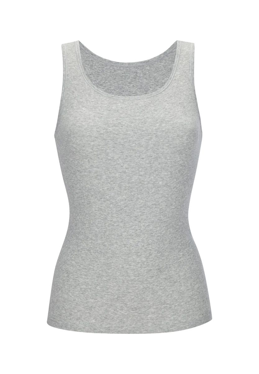 Graues Ripptanktop mit U-Ausschnitt