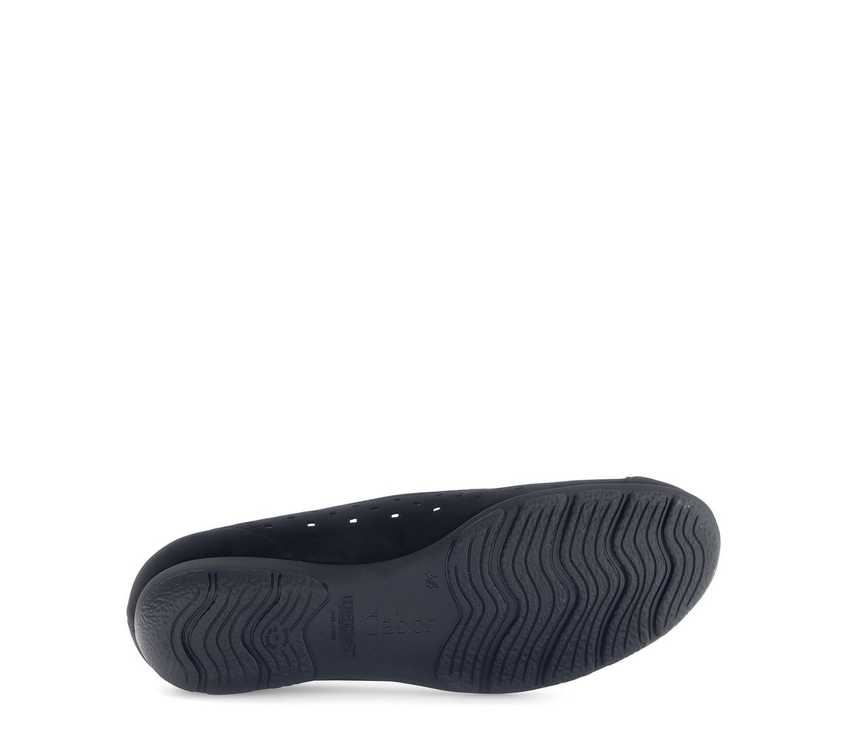 Schwarze Ballerinas aus perforiertem Leder