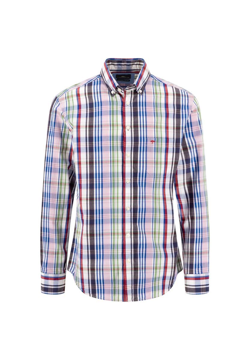 Herren Langarm Kariertes Button-Down Hemd