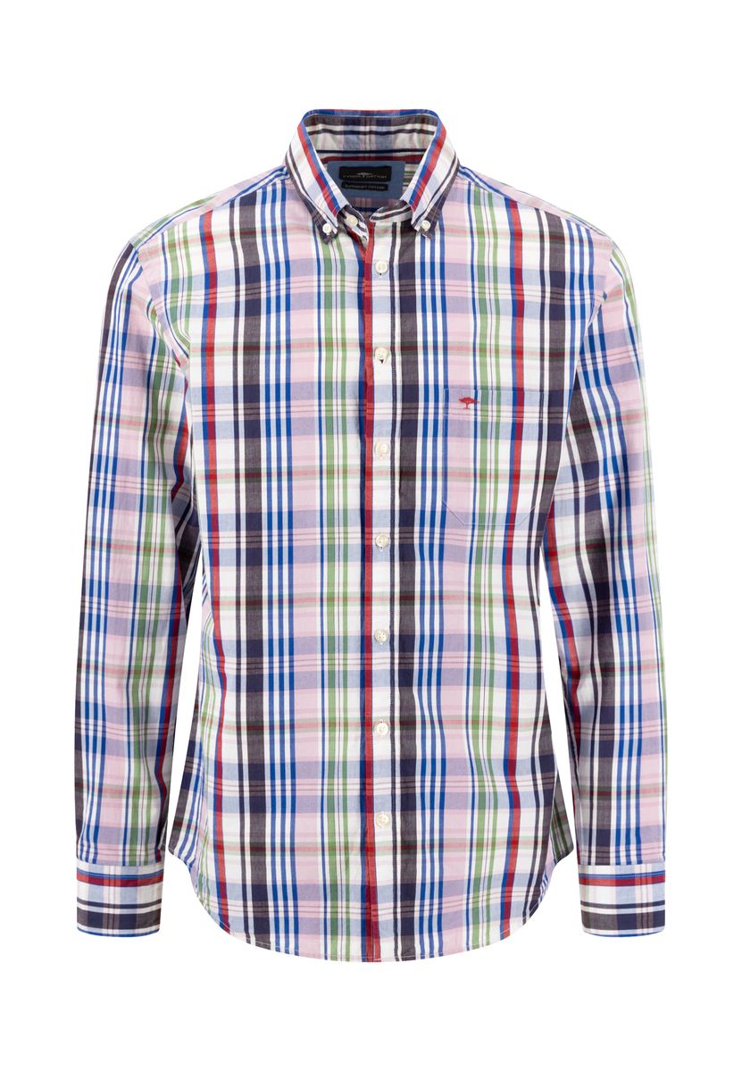 Herren Langarm Kariertes Button-Down Hemd