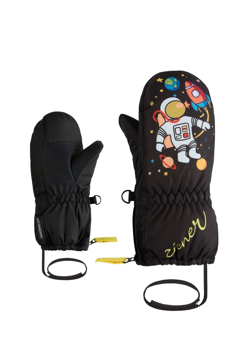 Schwarze Fäustlinge mit Astronauten-Print für Kinder