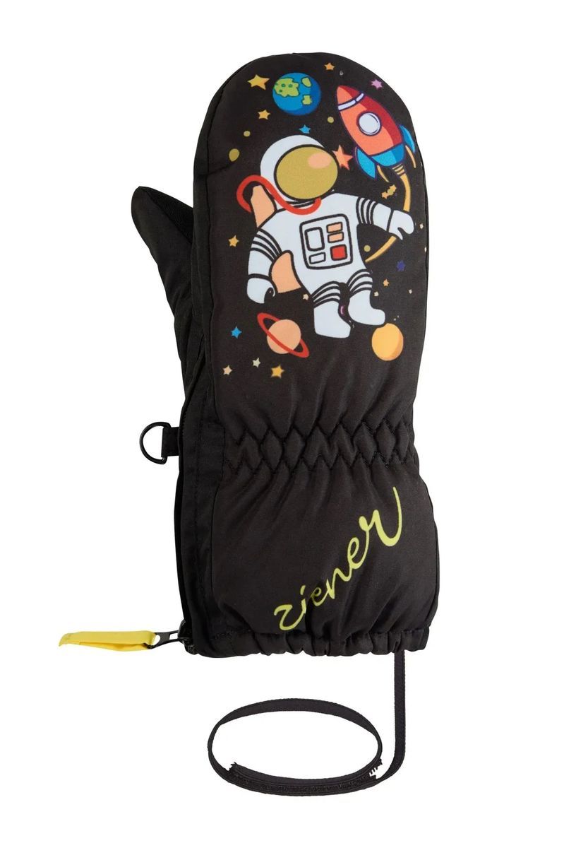 Schwarze Fäustlinge mit Astronauten-Print für Kinder