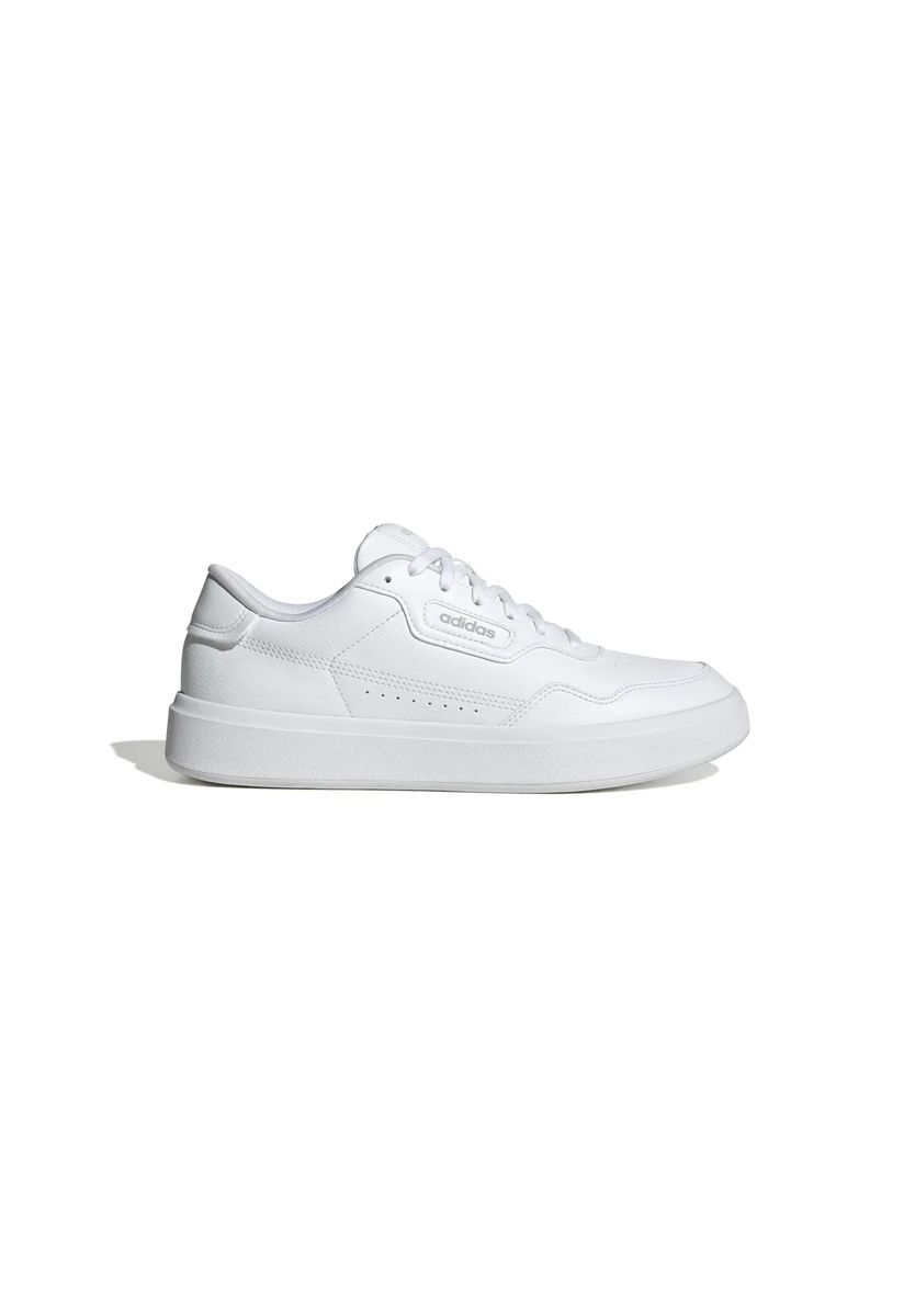 Klassischer, komplett weißer Leder-Court-Sneaker