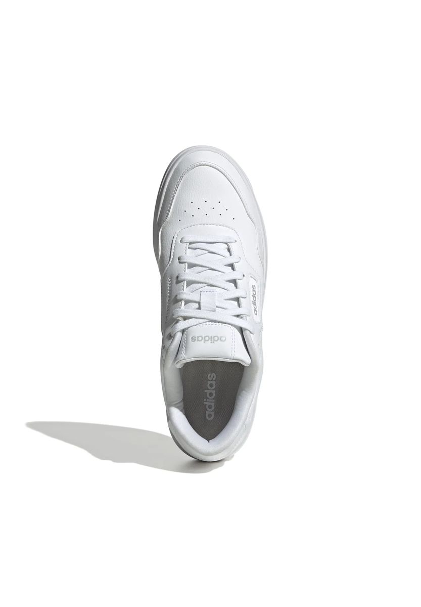 Klassischer, komplett weißer Leder-Court-Sneaker