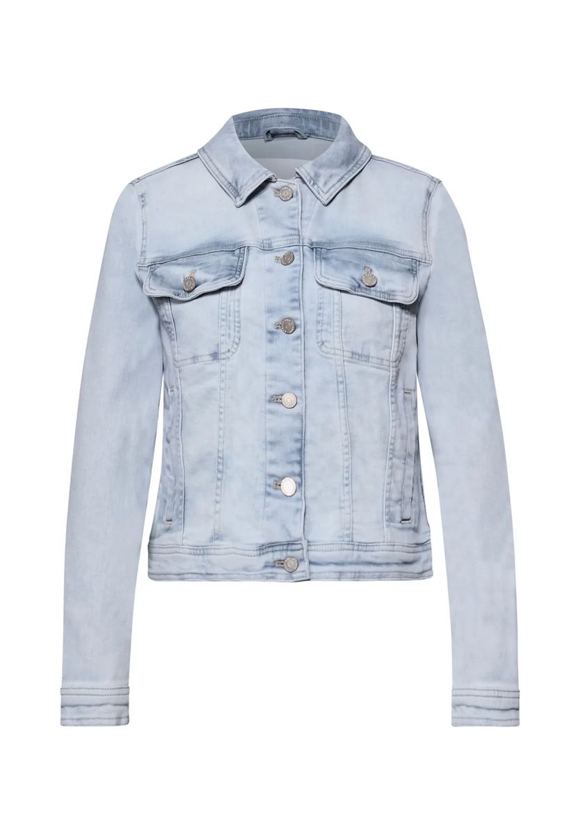 Jeansjacke mit heller Waschung, klassisch