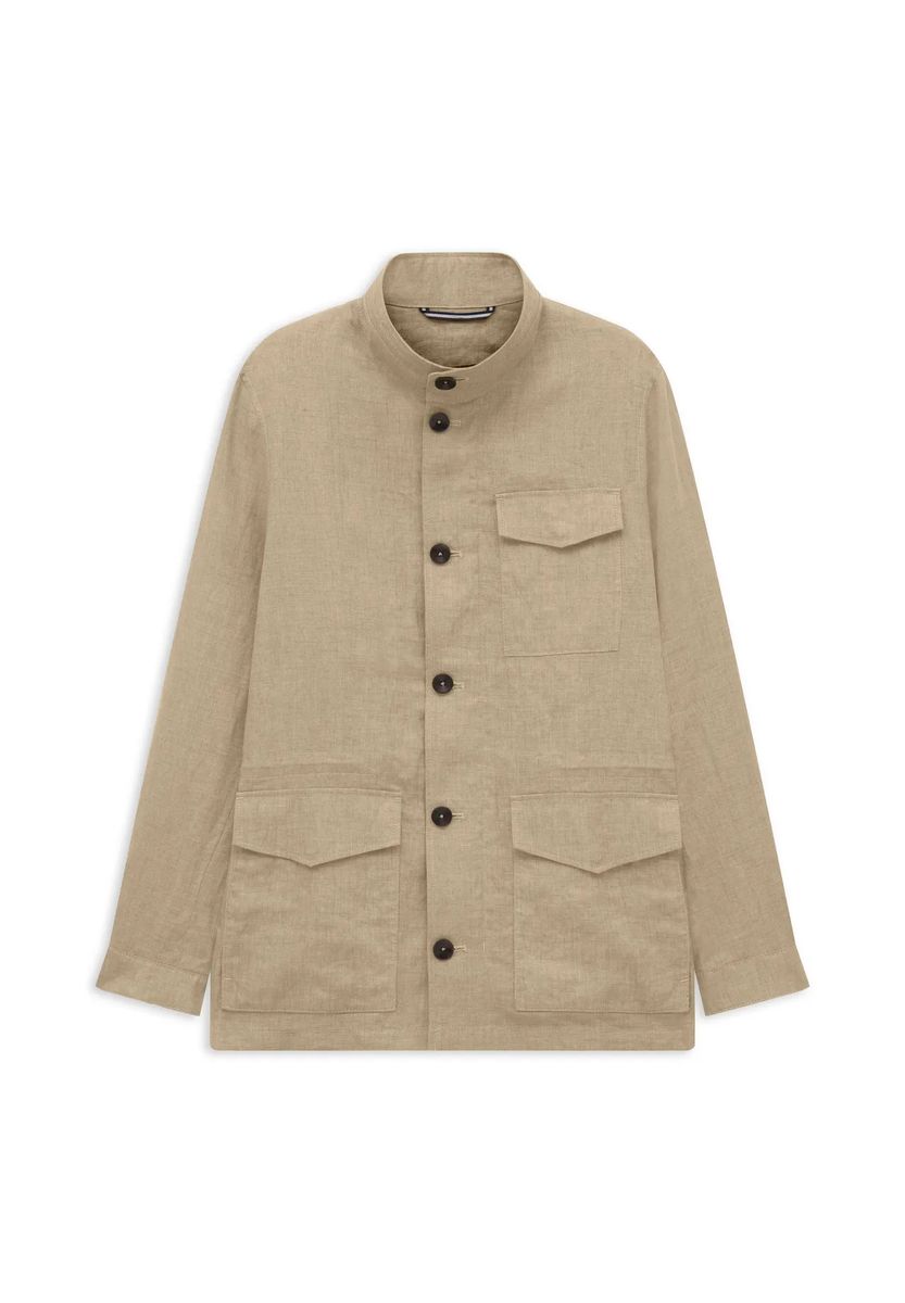 Leinen Safari Jacke mit Stehkragen