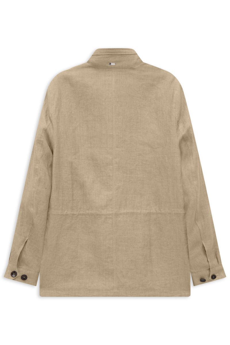 Leinen Safari Jacke mit Stehkragen