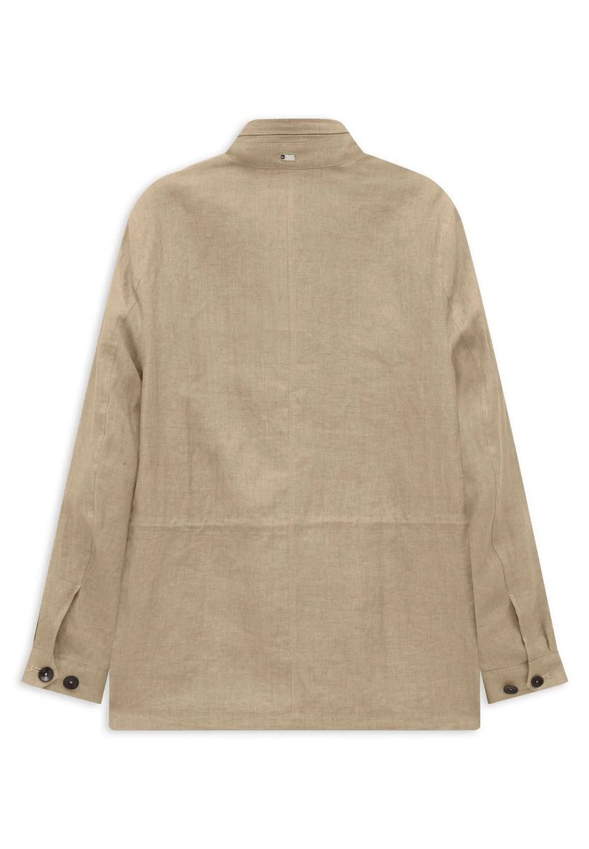 Leinen Safari Jacke mit Stehkragen